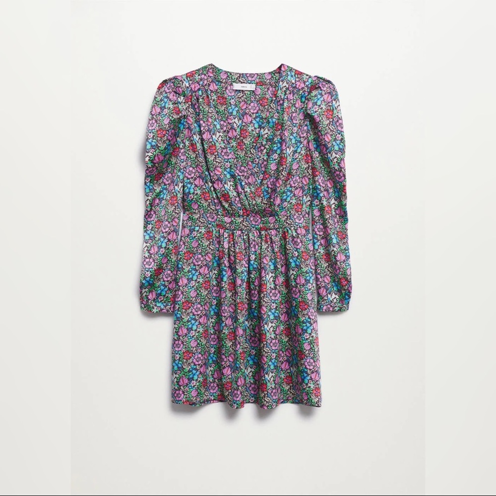 Mango printed dress with balloon sleeve size 2
